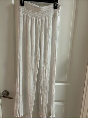 White Wide-Leg Beach Pants